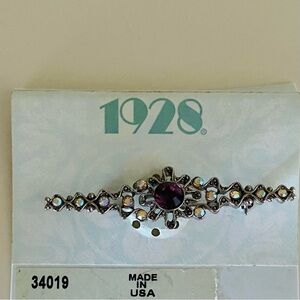 1928 Silver Brooch with Deep Purple Accent